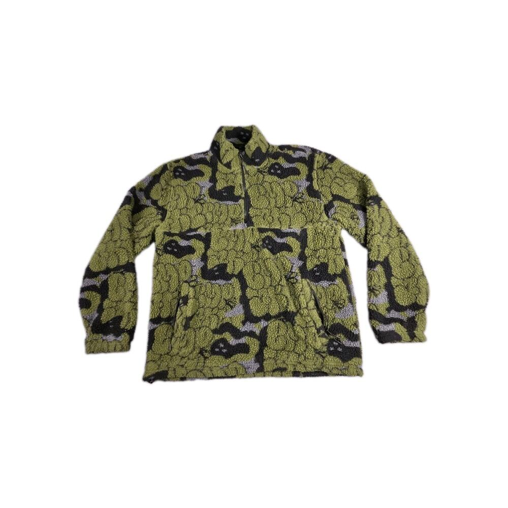 Empyre Fleece Quarter Zip Mens Sz XL Tommy Green Graffiti pull Over Y2K Skater